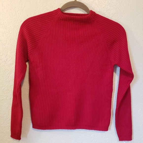Lord & Taylor Sweaters - LORD & Taylor Italian Merino Wool Red Long Sleeve Sweater Size Small